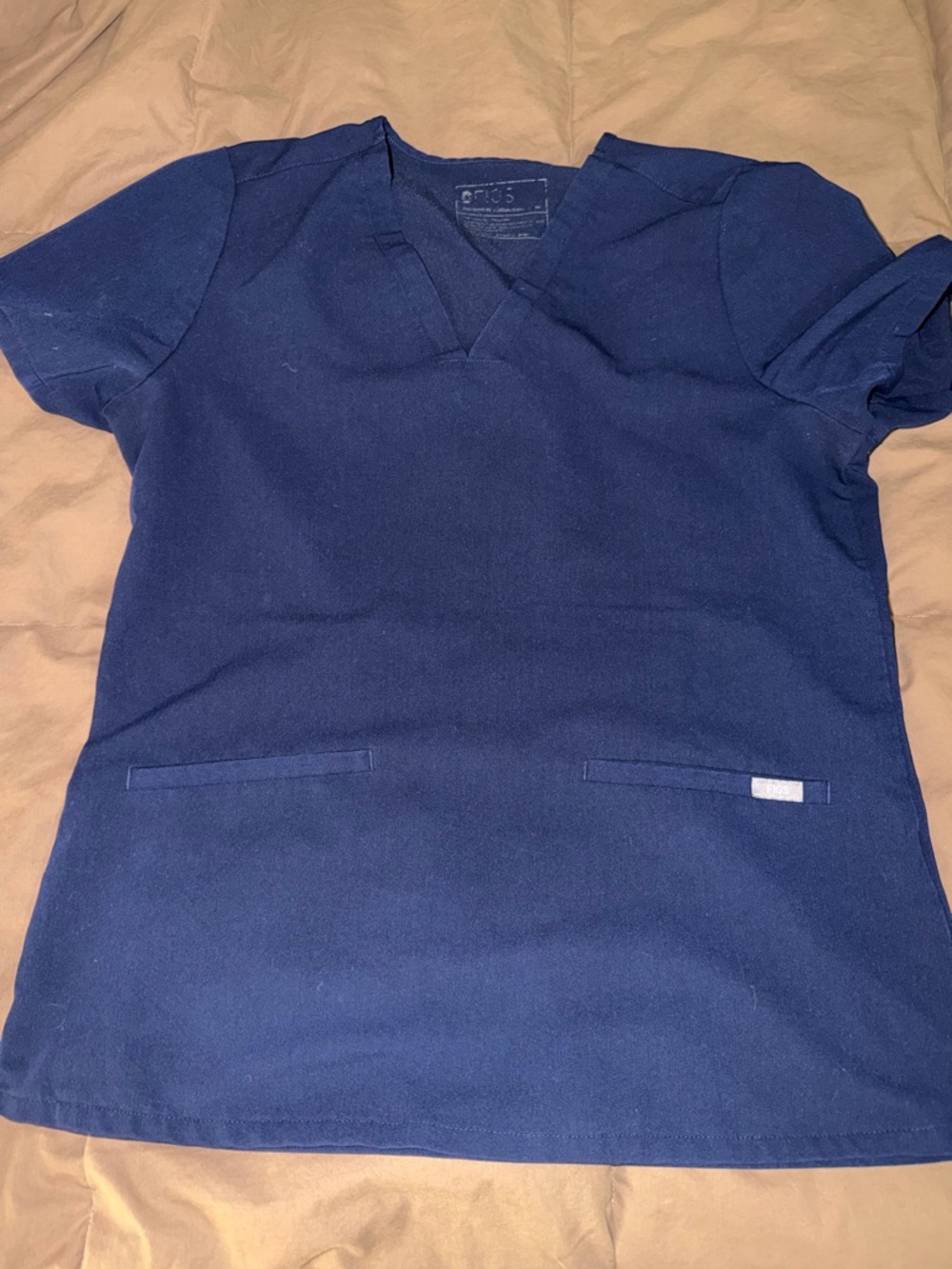 Figs Navy Blue V-Neck Medical Scrub Top